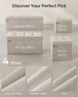 SONGMICS Storage Ottoman, Foldable Small Ottoman Foot Rest, 12.2 x 16.1 Inches Foot Stool, Ottoman with Storage, Load up to 286 lb, for Living Room, Bedroom, Dorm, Cream White ULSF200W01 SONGMICS