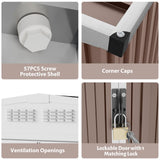 GarveeLife 10x10 Shed for Outdoor Storage, Galvanized Steel Metal Tool Sheds House with Lockable Doors, Lock & Air Vent, Large Utility Sheds for Patio Garden Lawn, Brown GarveeLife