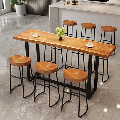 QQXX Rustic Industrial Bar Height Table with Narrow Wood Top - 47.2" Brown - WoodArtSupply