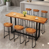 QQXX Industrial Rectangular Bar Height Table with Solid Wood Top – Stylish Brown Design for Home and Business Use QQXX