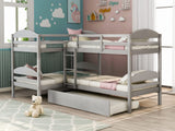Bellemave L-Shaped Quad Bunk Bed with Trundle, Twin Over Twin, Gray, 4 Beds Bellemave