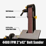 KFMK 2x42 in. Belt Sander & 6" Disc Sander Combo, 3.5Amp Bench Belt Sander for Woodworking & Metalworking, 1/2HP Belt Sander for Knife Making and Sharpening KFMK
