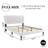 HAOARA Full Size Platform Bed Frame with Upholstered Button Tufted Headboard, Mattress Foundation with Wooden Slat Support, Noise Free, No Box Spring Needed, Easy Assembly, Light Grey HAOARA