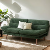 Amada 66" Convertible Futon Sofa Bed, Corduroy Folding Futon Set with Adjustable Backrest &Armrests, Recliner Lounge for Living Room, Apartment or Office, Solid Wood Frame, Loveseat Sofa - Green AMADA HOMEFURNISHING