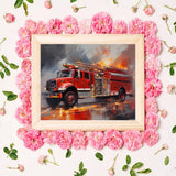 LAENAKR Paint by Numbers Kits DIY Digital Painting Fire Truck Firefighter Car Scenery Paint by Numbers for Adults DIY Oil Painting Gift Kits 16x20in LAENAKR