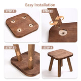 Jurath Wooden Step Stool for Adults Step Stool for Toddlers Plant Stool Small Wooden Stool with Four Detachable and Assembled Legs Nicely Balanced (Classic 9.3inch) Jurath