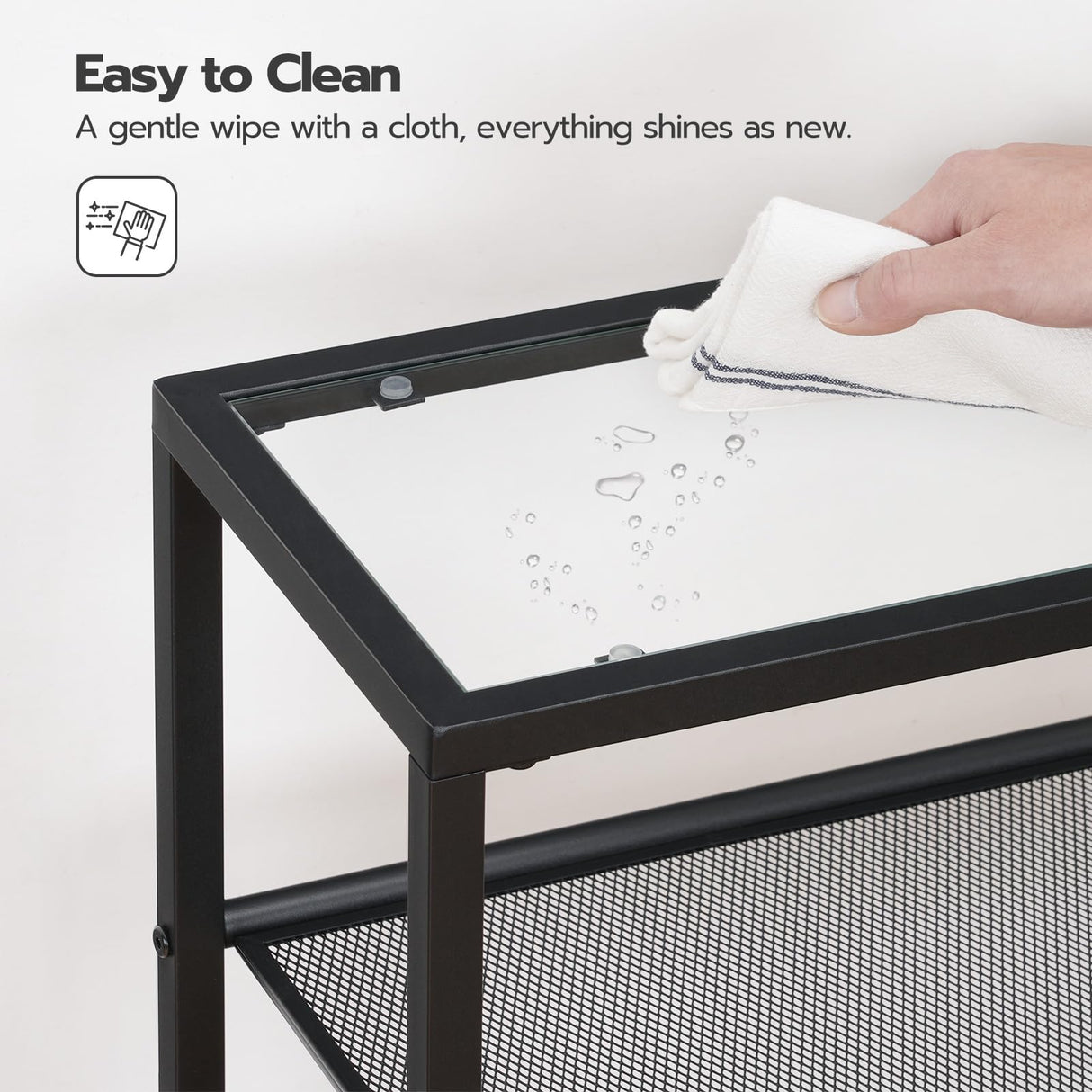 HOOBRO 29.5" Narrow Console Table, 3-Tier Tempered Glass Sofa Table, Small Side Table, Modern Entryway Table, for Entrance, Living Room, Foyer, Hallway Bedroom, Black BK21XG01G1 HOOBRO