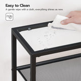 HOOBRO 29.5" Narrow Console Table, 3-Tier Tempered Glass Sofa Table, Small Side Table, Modern Entryway Table, for Entrance, Living Room, Foyer, Hallway Bedroom, Black BK21XG01G1 HOOBRO