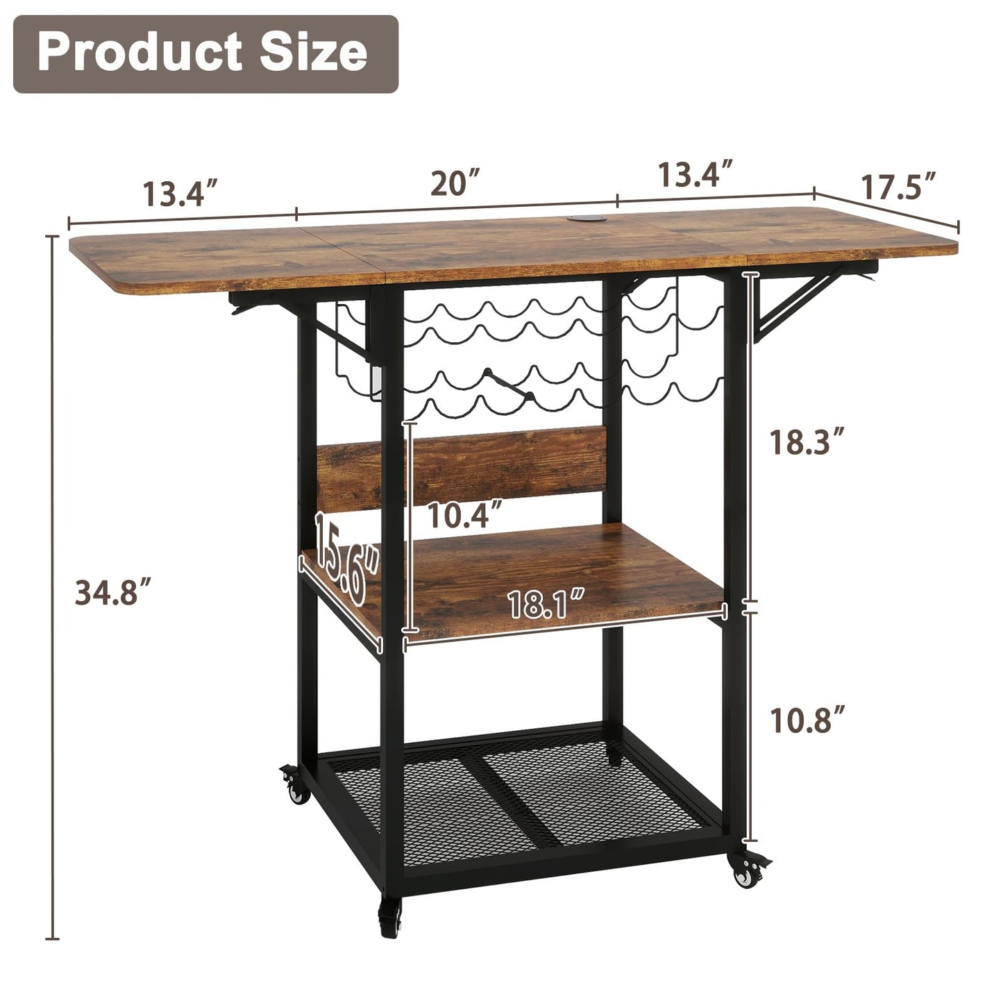 PUNCIA 3 Tier Movable Heat Press Table with Vinyl Roll Holder, Heat Transfer Stand with Folding Shelf,Heavy Duty Rolling Workbench for DIY Sublimation Transfer Machine,Heat Press Cart,Craft Table