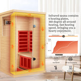 Infrared Wooden Sauna 1 Person Infrared Saunas for Home Dry Sauna for Home, Low Emf Infrared Sauna 1050W Indoor Saunas for The Home, Bluetooth Speakers, Reading Lamps, Room:63 * 28.74 * 36.61Inch KOOZONEGM