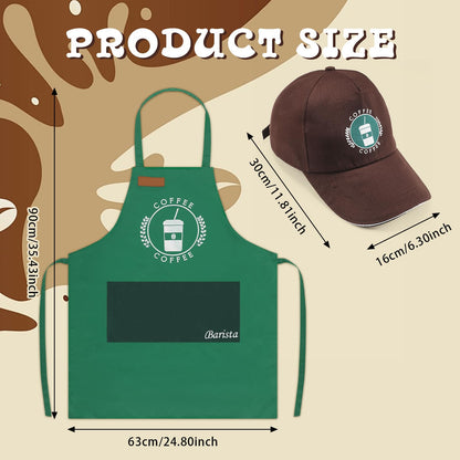 Zoooyawn 2 Set Barista 100 Days of School Costume Coffee Theme Costume 2 Apron 2 Hat for Man Women Kitchen Cooking