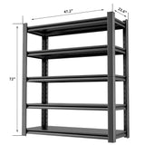 OLLRRACT Metal Garage Storage Shelving Unit, 5-Tier Heavy Duty Adjustable Utility Shelves, Industrial Steel Shelving for Garage, Warehouse, and Storage Solutions 24" D x48 W x72 H OLLRRACT