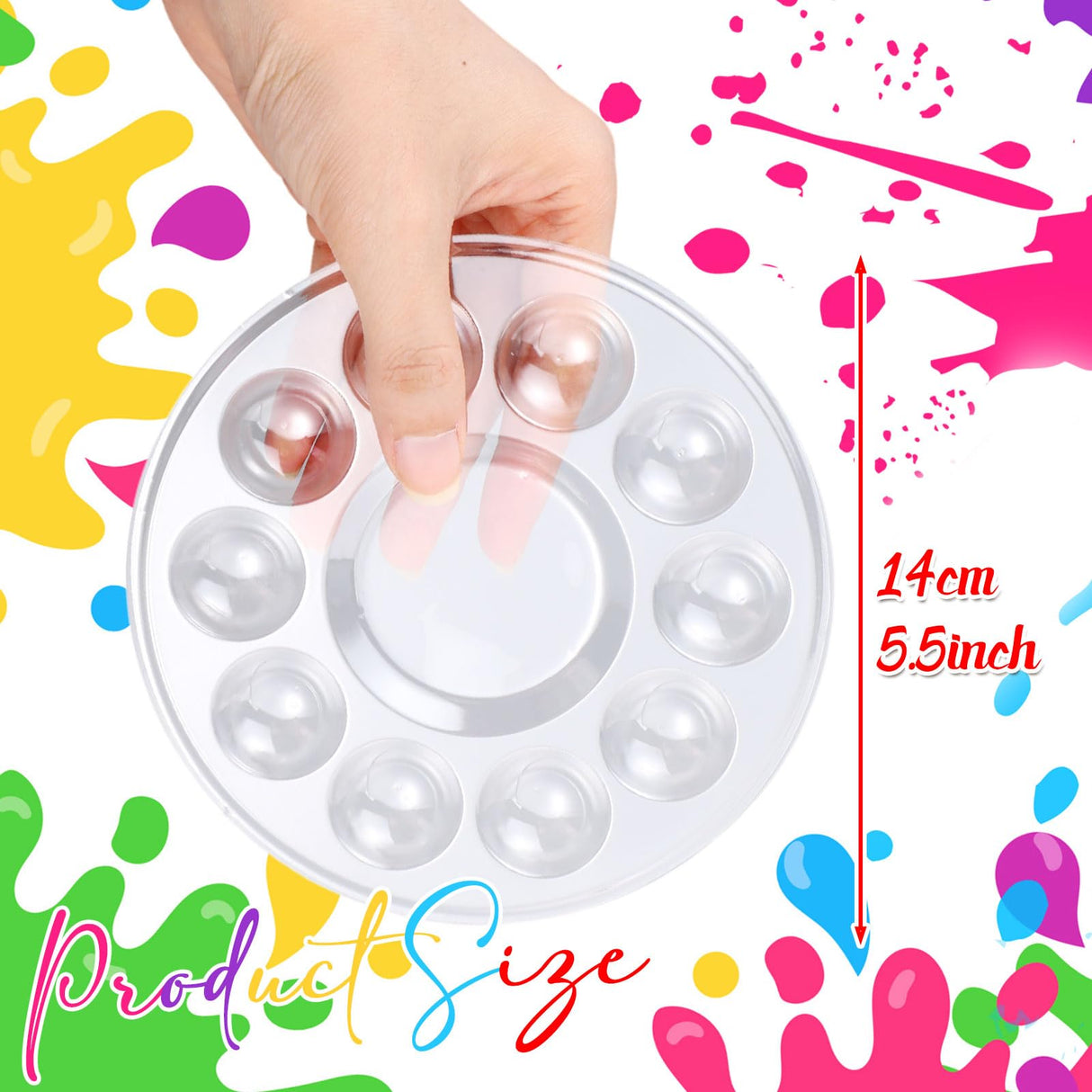 AmazingSpark 100 Pcs Paint Tray Palettes 5.5 in Clear Disposable Round Plastic Paint Palette Watercolor Craft Supplies for Art Class, Halloween Painting Party, DIY Craft, Birthday Party AmazingSpark