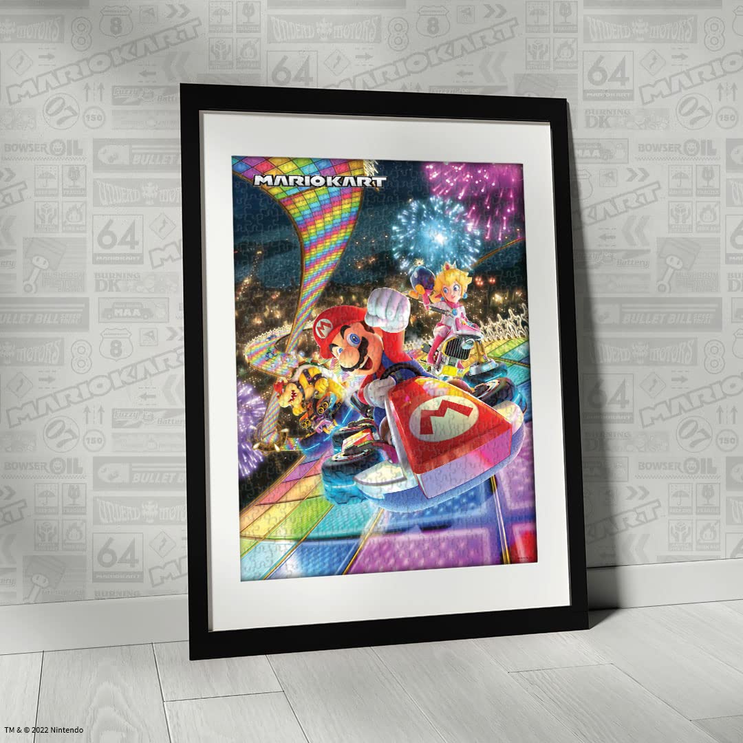 Mario Kart “Rainbow Road” 1,000 Piece Jigsaw Puzzle | Collectible Super Mario Puzzle Artwork Featuring Mario, Princess Peach, and Bowser | Officially-Licensed Nintendo Puzzle & Merchandise