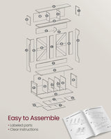VASAGLE Hall Tree with Bench and Shoe Storage, Coat Rack with Shoe Bench, Entryway Furniture, 16 Open Compartments & Adjustable Shelf, 6 Tri-Hooks, Farmhouse Wooden Style, Heather Greige VASAGLE