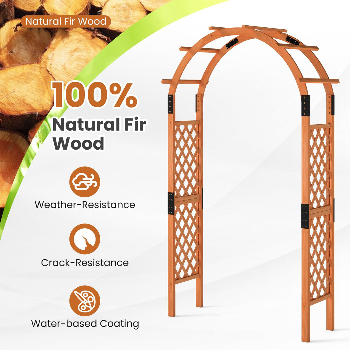 Giantex 7.7FT Wooden Garden Arbor Trellis, Outdoor Pergola Arch with Climbing Plant Support, Wood Wedding Arch for Ceremony, Pathway, Birthday Party, Garden Décor, Weather-Resistant, Easy Assembly Giantex