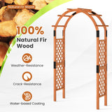 Giantex 7.7FT Wooden Garden Arbor Trellis, Outdoor Pergola Arch with Climbing Plant Support, Wood Wedding Arch for Ceremony, Pathway, Birthday Party, Garden Décor, Weather-Resistant, Easy Assembly Giantex