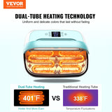 VEVOR Heat Press Machine - 12" x 10" Portable Heat Press - Heat Transfer Machine with Precise Temp Control and Auto-Off Dual-Tube Even Heating - Sublimation Machine for T-Shirts/Bags(Green+White) VEVOR