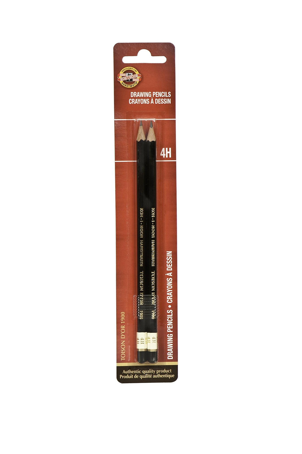 Koh-I-Noor Toison d'Or Graphite Pencil, 4H Degree, 2 Pack (FA1900.4HBC) Koh-I-Noor