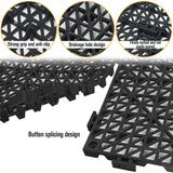 12 Pcs Drainage Mat Modular Interlocking Cushion 11.8" x 11.8" Interlocking Garage Floor Tiles Non-Slip Splicing Interlocking Rubber Floor Tiles for Drain, Deck, Pool, Outdoor/Indoor (Black) JOHAHTANG