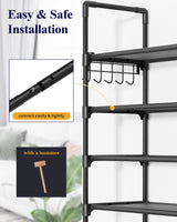 Kitsure Shoe Rack for Closet - 10-Tier Shoe Organizer with Hook Rack, Large-Capacity & Space-Saving Shoe Shelf for Entryway, Bedroom, Living Room,32.2" x 11.8" x 68.5", Black Kitsure