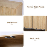 ORRD Sideboard Buffet Cabinet, Accent Storage Cabinets with 4 Doors, Farmhouse Wood Cabinet with Adjustable Shelves and Wave Panel for Living Room, Dining Room, Entry - Natural ORRD