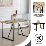 WIIS' IDEA Modern Dining Table Set for 4,Rectangular Solid Wood Dining Table for 4 People,Metal Base and Legs,Suitable for Living Room,Dining Room,Kitchen,55" Dining Table+4Gray Chair WIIS' IDEA