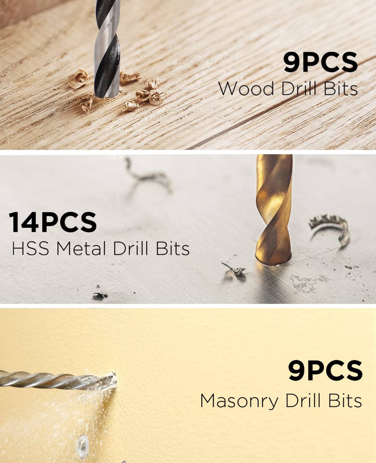 AVID POWER Drill Bit Set, Titanium Twist Brad Point Drill Bits for Drill/Driver, Drill and Screwdriver Bits Combo Kit with Case for Metal, Wood, Concrete and Masonry, 100 Pieces AVID POWER