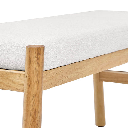 ECLYL Upholstered Entryway Bench, Bedroom Bench for End of Bed, Dining Bench with Padded Seat for Kitchen, Living Room, Fabric Rubber Wood Indoor Bench (Beige) (Beige) - WoodArtSupply