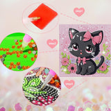Diamond Art Kits for Kids with Wooden Frame, Cat Animal Diamond Art for Kids Ages 8-12, Full Drill Small Diamond Painting Kits for Kid Beginners, DIY Big Gem Art for Home Wall Art Decor 7X7 inch CSZPPQAF