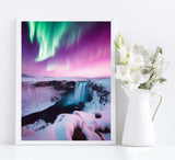 Diymood Paint by Numbers for Adults Landscape, DIY Oil Painting Aurora Waterfall Acrylic Paint by Number Kits for Kids Adults Beginner for Home Wall Decor 16x20 inch Diymood