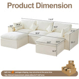 115'' Cloud Boneless Sectional Couch, Modular Sectional Sofa Deep Seat with 2 Ottomans, Oversized Upholstered Convertible Comfy 5 Seater Chenille Sofa U Shape Couches for Living Room, Beige WUTUTUEE