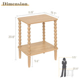 Fultyle Small End Table, Couch Side Table with 2-Tier Storage Shelf, Wood Coffee Table for Bedroom, Living Room, Small Spaces(Rustic Walnut) Fultyle