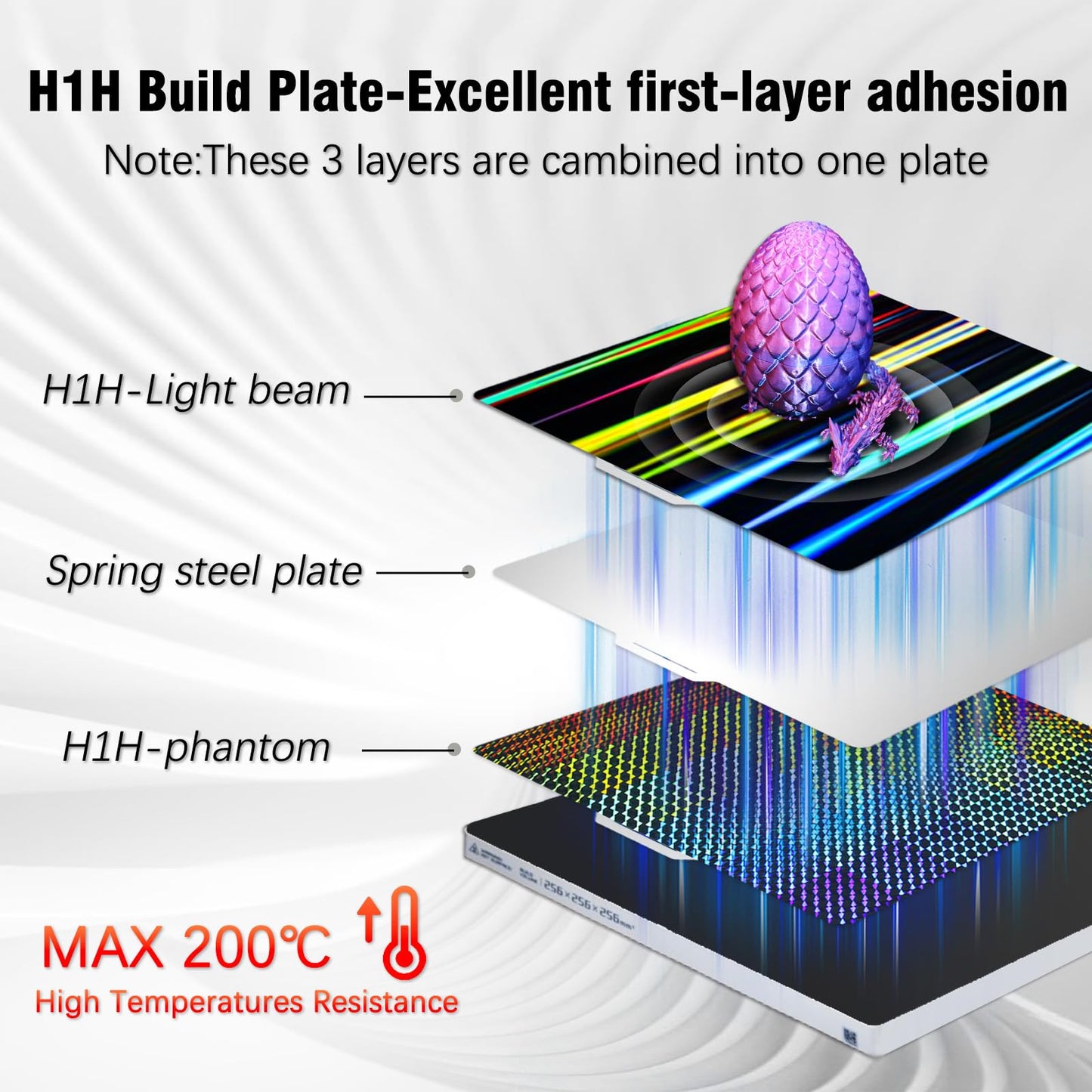 Wefuit 3D Printer H1H Build Plate for Bambu Lab A1/X1C/X1/X1E/P1P/P1S 3D Printer,257x257mm Spring Steel Plate,Double Sided Flexible Sheet Removable Platform (Light Beam H1H +Phantom H1H) - WoodArtSupply