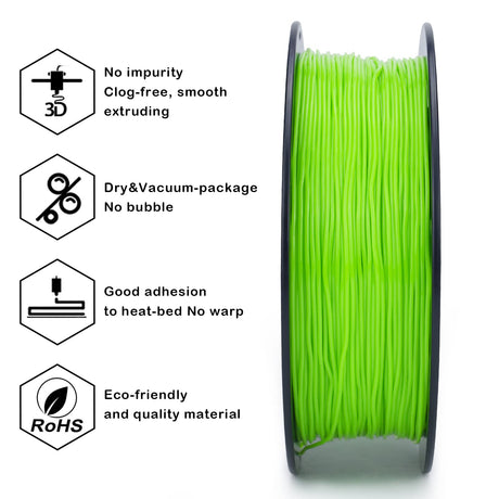 ZIRO TPU Filament 1.75, 3D Printer Filament 1.75mm, Shore 95A Hardness Bright Color TPU, Flexible Soft Printing Material, 0.8KG/1.8lbs Spool, Fit Most 3D FDM Printers, Green ZIRO
