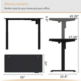 Meilocar Height Adjustable Electric Standing Desk, Sit Stand Computer Desk w/Memory Controller, Home Office Workstation Stand up Desk with Splice Board, 55" x 24" Tabletop (Black Top + Black Frame) Meilocar
