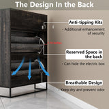 Auromie Shoe Cabinet, Freestanding Tipping Bucket Shoe Storage Cabinet with 2 Flip Drawers, Entryway Shoe Rack with Storage Top Cubby, Narrow Slim Hidden Shoe Organizer with Doors (Black Oak) Auromie