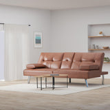 Best Choice Products Faux Leather Upholstered Modern Convertible Futon, Adjustable Folding Sofa Bed, Guest Bed w/Removable Armrests - Tan Best Choice Products