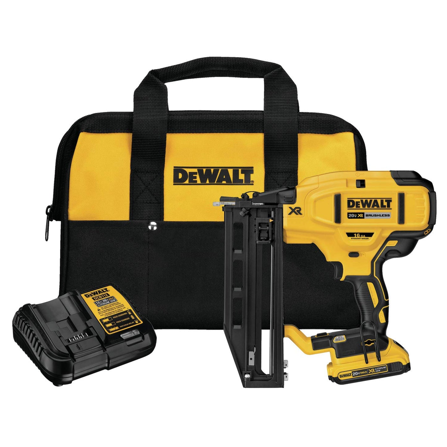 DEWALT 20V MAX* XR Finish Nailer, Cordless, Straight, 16GA (DCN662D1) - WoodArtSupply