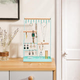 ProCase Jewelry Organizer Stand Necklace Holder, 4-Tier Jewelry Tower Rack with Earring Tray, 10 Hooks Necklaces Hanging Small Jewelry Display Storage Tree for Bracelets Earrings Rings Watches -Blue ProCase