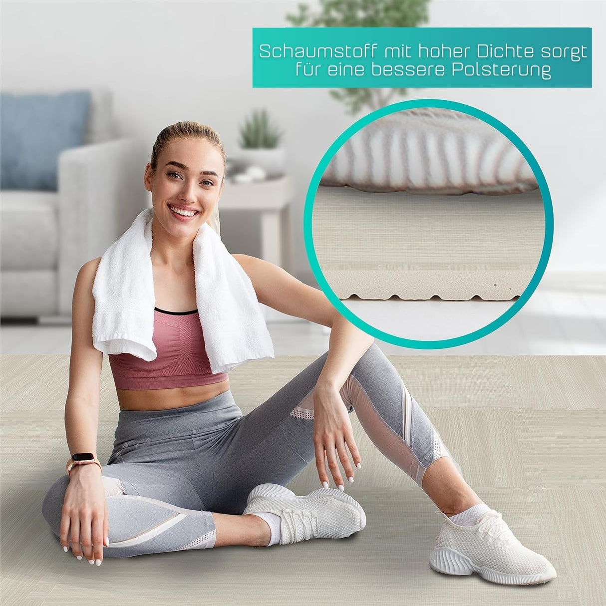 Yes4All Interlocking Exercise Foam Mats – Cover 24, 48 & 120 SqFt (Multi-Color) (I. 24 Square Feet (12 Tiles) - Light Walnut Wood) Yes4All