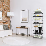 HITHIM 4-Tier Small Shoe Racks, Narrow Shoe Rack for 6-8 Pairs Shoe Storage,Kids Shoe Racks for Small Place,Lightweight Stackable Shoe Shelf Organizer for Closet,Black HITHIM