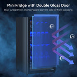 Tehanld Beverage Fridge, Mini Fridge With Glass Door, Beverage Cooler Refrigerator, Wine Drink Beer Fridge, Adjustable Shelves & Digital Temperature Display Tehanld