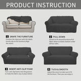Easy-Going Stretch Loveseat Slipcover 1-Piece Sofa Cover Furniture Protector Couch Soft with Elastic Bottom for Kids Polyester Spandex Jacquard Fabric Small Checks (Loveseat, Dark Gray) Easy-Going