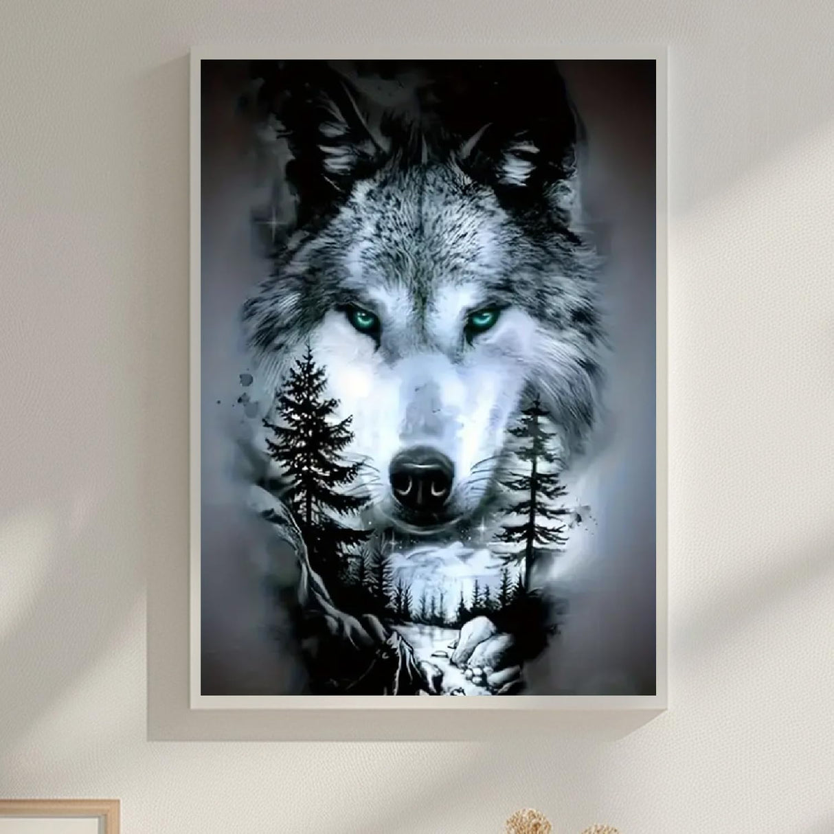 MOMDEDP Wolf Diamond Art Kits for Adults,DIY Animal Diamond Painting Kits for Adults Beginners,5D Full Drill Diamond Dots with Diamond Gem Art and Crafts for Home Wall Decor 12x16inch MOMDEDP
