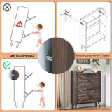 Barnyatoh Shoe Storage Cabinet,Farmhouse Shoe Organizer with 2 Flip Drawers & Barn Door Design,Freestanding Hidden Slim Narrow Shoe Rack Cabinet for Entryway,Foyer,Hallway,Dark Oak Barnyatoh