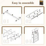 EnHomee 7 Cube Bookshelf Cubby Storage Organizer with LED Lights and Charging Station, Wood Shelf Display Cabinet for Bedroom, Living Room, Office Black Oak EnHomee