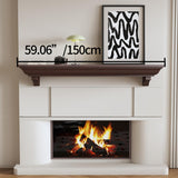 Fireplace Mantel, 60 Inch Rustic Fireplace Mantle with Arched Corbels, 100 lbs Weight Capacity Fire Place Mantel, Natural Wood Mantles for Over Fireplace, Fire Place Mantel for Living Room (Walnut) KALSUBO