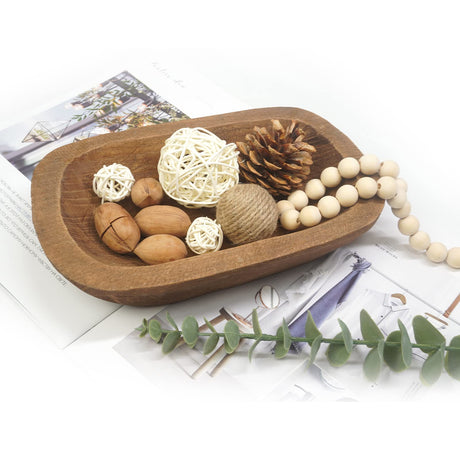 S-SNAIL-OO Decorative Bowl Vintage Wooden Dough Bowls Hand Carved, Farmhouse Country, Restaurant, Cafe Decoration, Place Bread, Fruit, Aromatherapy. (10x6x2in) S-SNAIL-OO