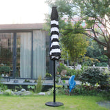 Sunnyglade 9' Solar 24 LED Lighted Umbrella with 8 Ribs Adjustment and Crank Lift System for Patio - Black and White Sunnyglade